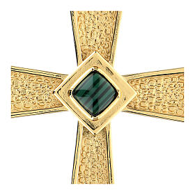 Pectoral cross in gold-plated sterling silver with malachite