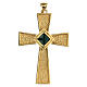 Pectoral cross in gold-plated sterling silver with malachite s1