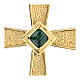 Pectoral cross in gold-plated sterling silver with malachite s2