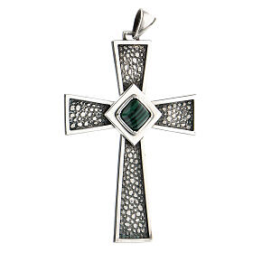 Krzyż dla biskupa srebro 925 z malachitem