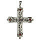 Pectoral cross in sterling silver, red synthetic stones s1