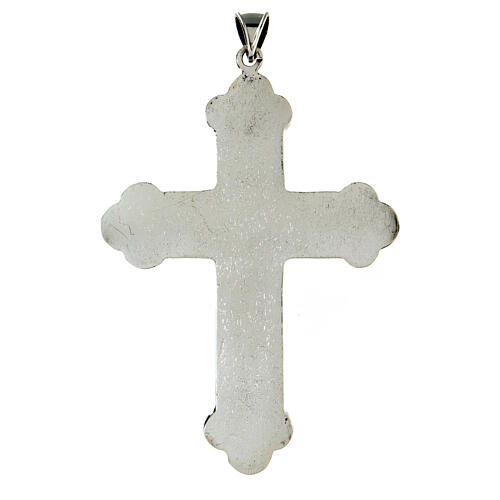 Pectoral cross in sterling silver, green synthetic stones 4