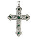 Pectoral cross in sterling silver, green synthetic stones s1