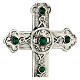 Pectoral cross in sterling silver, green synthetic stones s2