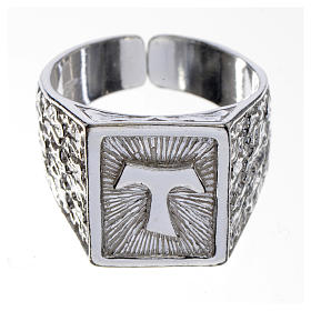 Bishop's ring, burnished 925 silver with Tau
