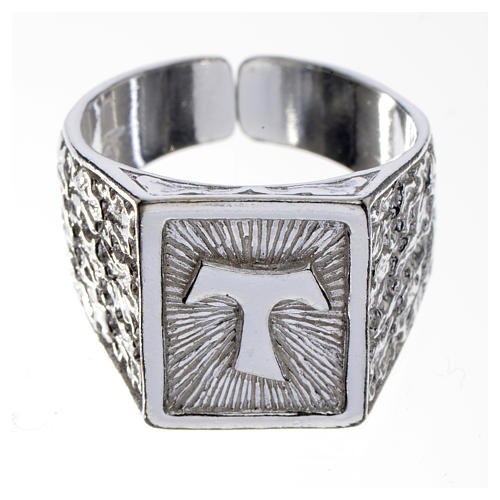 Bishop's ring, burnished 925 silver with Tau 1