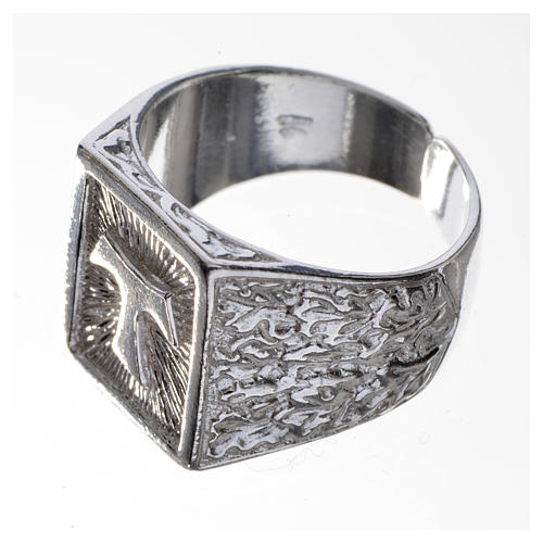 Bishop's ring, burnished 925 silver with Tau 3