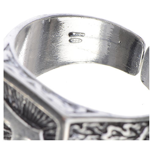 Anillo episcopal en plata 800 bruñida con tau 4