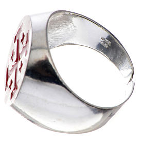 Bishop's ring, 925 silver with Jerusalem cross, red enamel s3