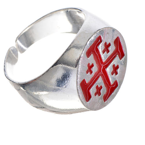 Bishop's ring, 925 silver with Jerusalem cross, red enamel 2