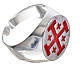 Bishop's ring, 925 silver with Jerusalem cross, red enamel s2