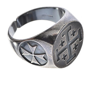 Episcopal ring in burnished 800 silver with Jerusalem cross s3