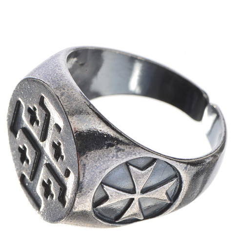 Episcopal ring in burnished 800 silver with Jerusalem cross 2