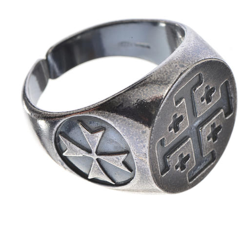 Episcopal ring in burnished 800 silver with Jerusalem cross 3