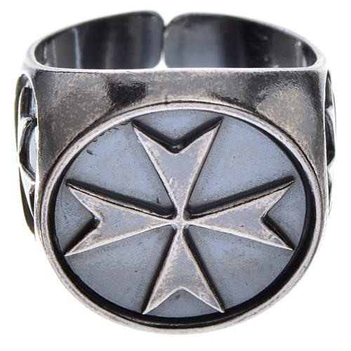 Bishop's ring in burnished 800 silver with Maltese cross 1