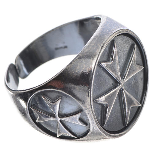 Bishop's ring in burnished 800 silver with Maltese cross 3