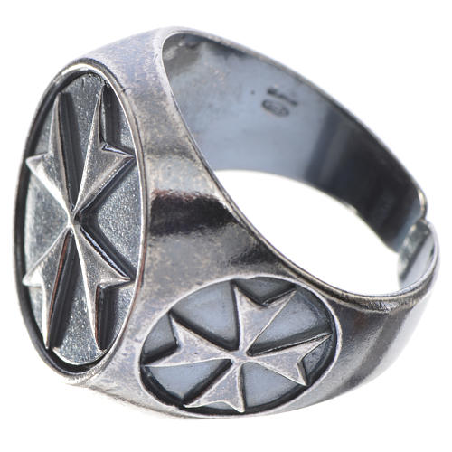 Bishop's ring in burnished 800 silver with Maltese cross 2