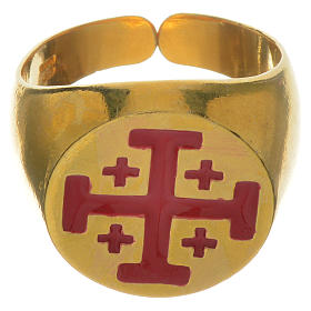 Artículos Obispales: Anillo episcopal de plata 800 dorada con cruz de Jerusalén Artículos Obispales: Anillo episcopal de plata 800 dorada con cruz de Jerusalén