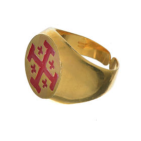 Artículos Obispales: Anillo episcopal de plata 800 dorada con cruz de Jerusalén Artículos Obispales: Anillo episcopal de plata 800 dorada con cruz de Jerusalén