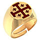 Pierścień biskupi srebro 925 złocone krzyż jerozolimski s1