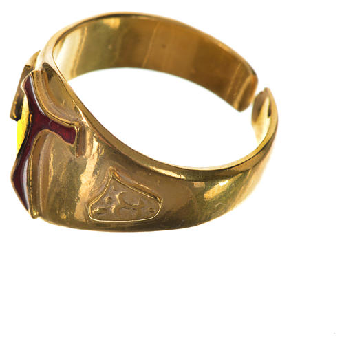 Pierścień biskupi srebro 925 złocone tau emaliowany 3
