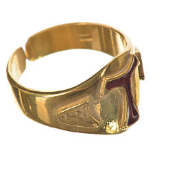 Bishop's ring, golden 925 silver with enamelled Tau