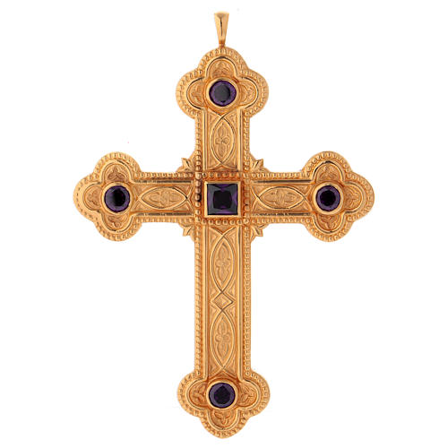 Croix pectorale trilobée Molina argent 925 doré 1