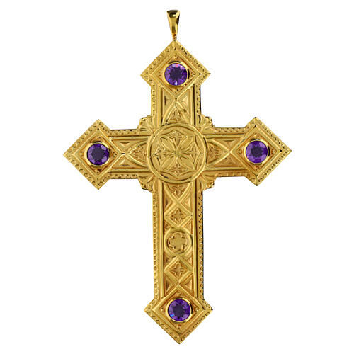 Cruz pectoral Molina en plata de ley dorada 1