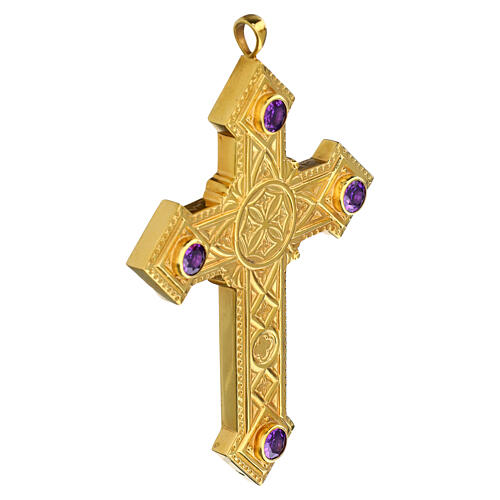 Cruz pectoral Molina en plata de ley dorada 3