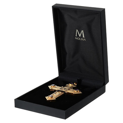 Cruz pectoral Molina en plata de ley dorada 5