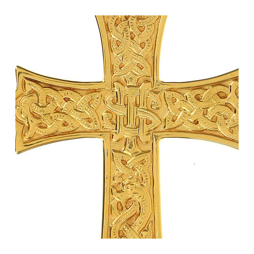 Cruz bispo Molina prata 925 dourada decorada IHS 3