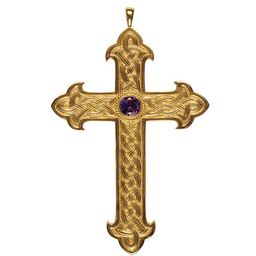 Croix pectorale pierre centrale Molina argent 925 doré 1