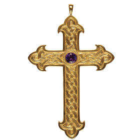 Cruz bispo Molina prata 925 dourada decorada pontas