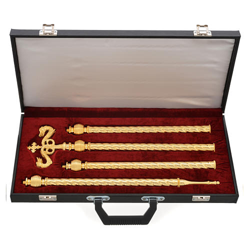 Pastoral staff in gold-plated brass with case 4
