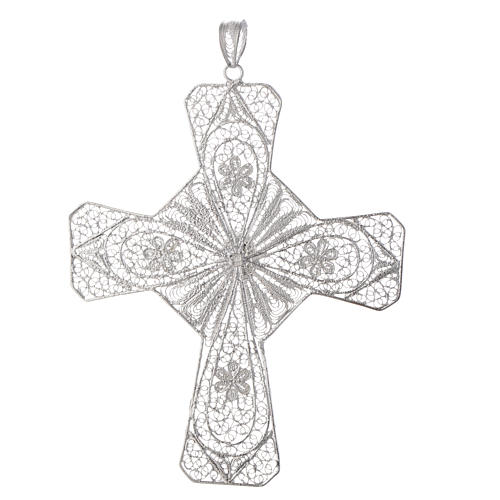 Pectoral cross silver 800 filigree, coral carnelian stone 2