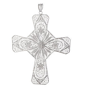 Pectoral cross silver 800 filigree, coral carnelian stone