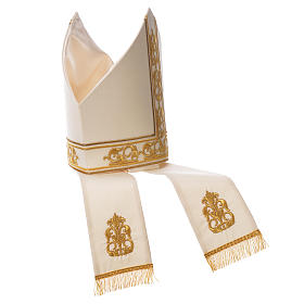 Mitre brodée à la machine pure laine s3