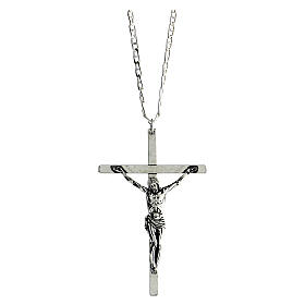 Croce pettorale argentata crocifisso 10x6,5 cm