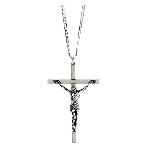 Croce pettorale argentata crocifisso 10x6,5 cm 1