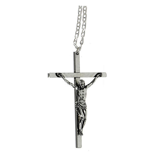 Croce pettorale argentata crocifisso 10x6,5 cm 2