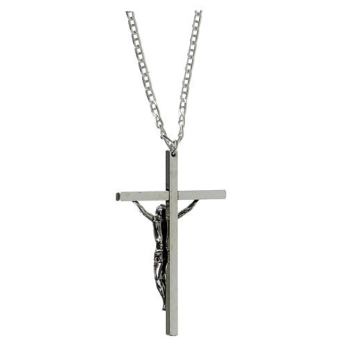 Croce pettorale argentata crocifisso 10x6,5 cm 3