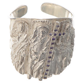 Attributs épiscopaux: Bague épiscopale argent 925 et améthyste Jésus Attributs épiscopaux: Bague épiscopale argent 925 et améthyste Jésus