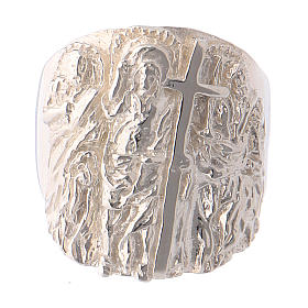 Bishop ring silver 925 Jesus, St. Peter and St. Paul