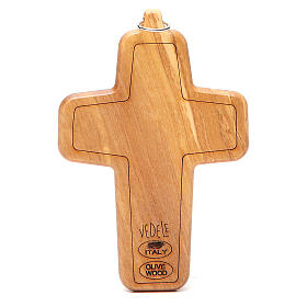 Krzyż pektoralny metal drewno oliwne 12x8.5 cm
