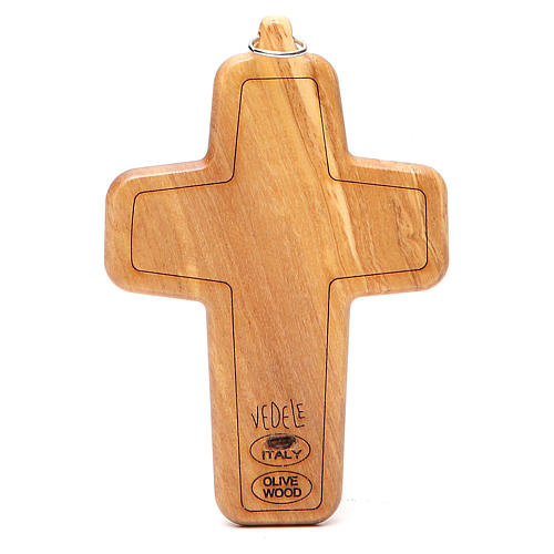 Krzyż pektoralny metal drewno oliwne 12x8.5 cm 2