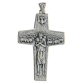 Croix pectorale Bon Pasteur métal 10x7 cm