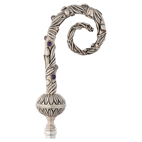 Pastoral staff in silver plated metal and amethyst 1