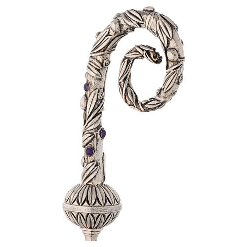 Pastoral staff in silver plated metal and amethyst 3
