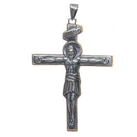 Croce pettorale crocifisso in argento 925 brunito 8,5x6,5 cm