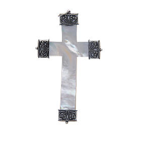 Pectoral cross in mother of pearl and 925 silver